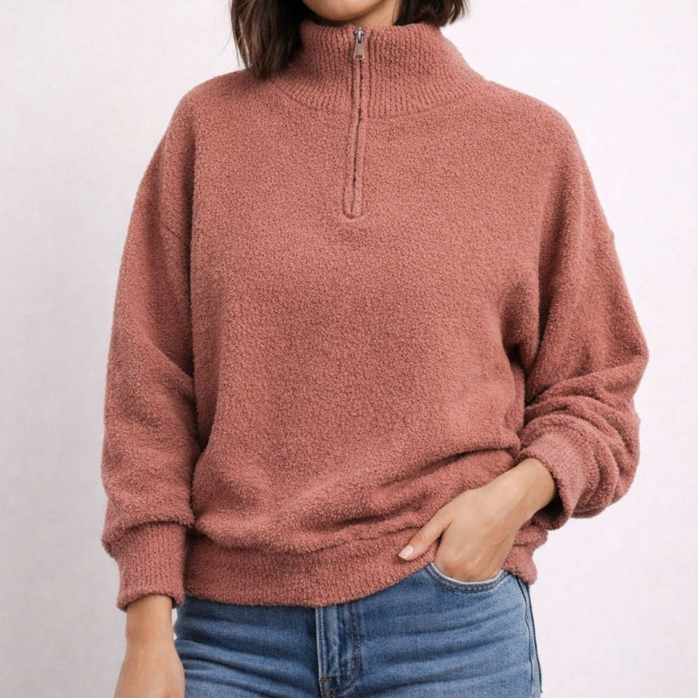 Pink Quarter-Zip Sweater